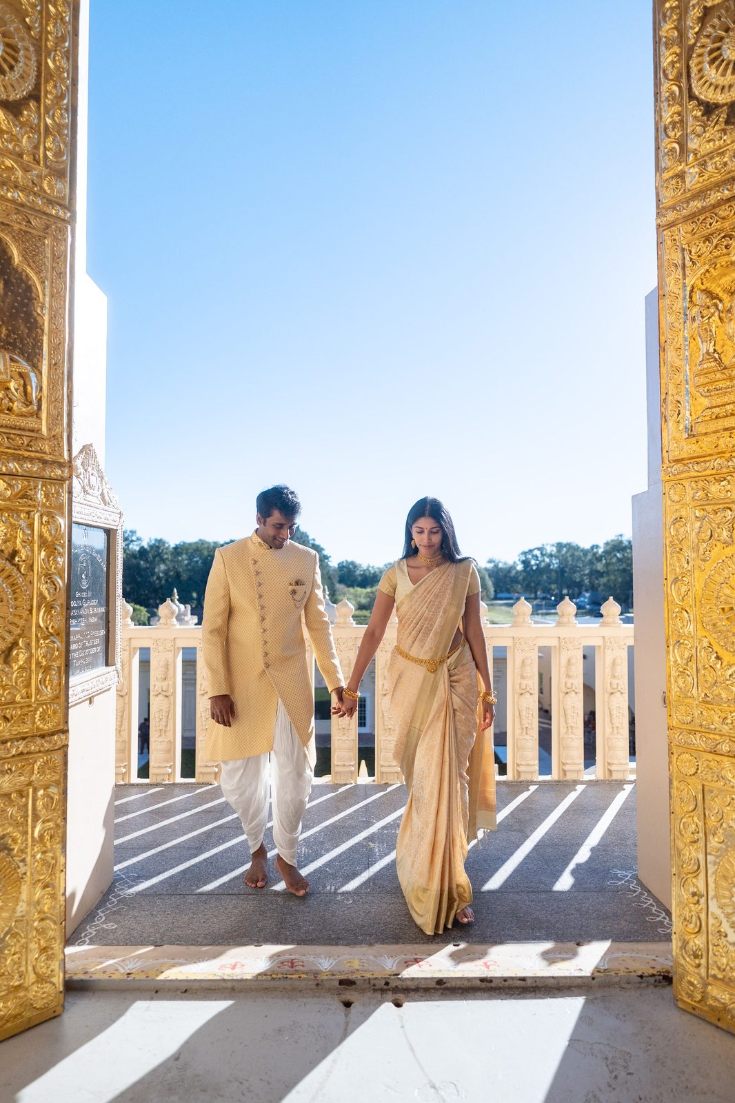 At the temple, gold doors