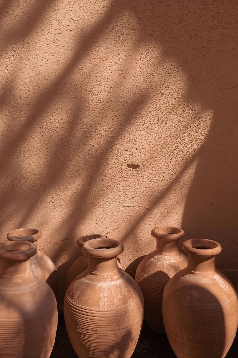 Terracotta pottery in afternoon light